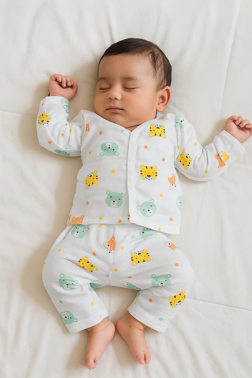 New Born Top & Bottom Wear Top & Bottom set Muslin Jabla set
